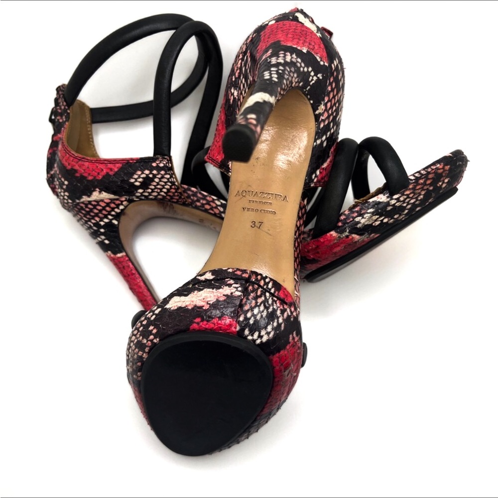 Aquazurra Firenze Vero Cuoio Snakeskin-style Leather 4-inch Heels